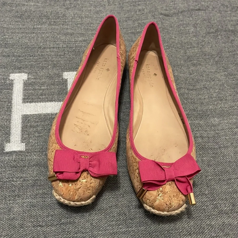 Kate Spade Valerie Pink Bow Flats Preppy Coquette Summer Coastal Minimalist